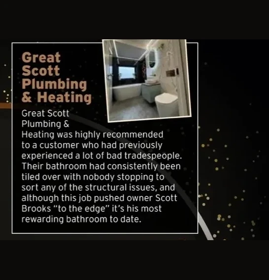 Great Scott Plumbing & Heating featured in the HPM Bathroom & Shower Installer of the Year 2025 shortlist