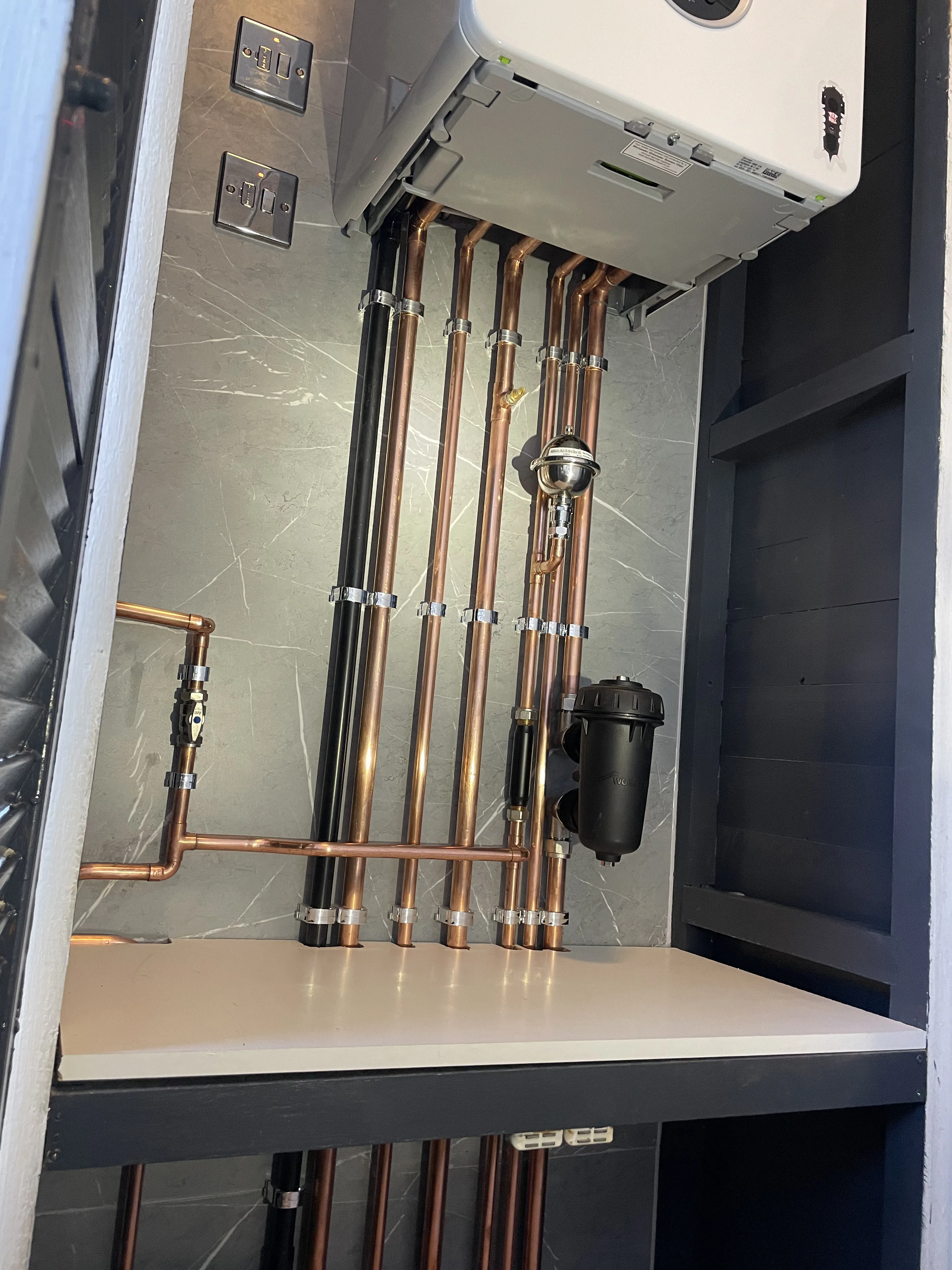 First-fix copper pipework for a new boiler installation