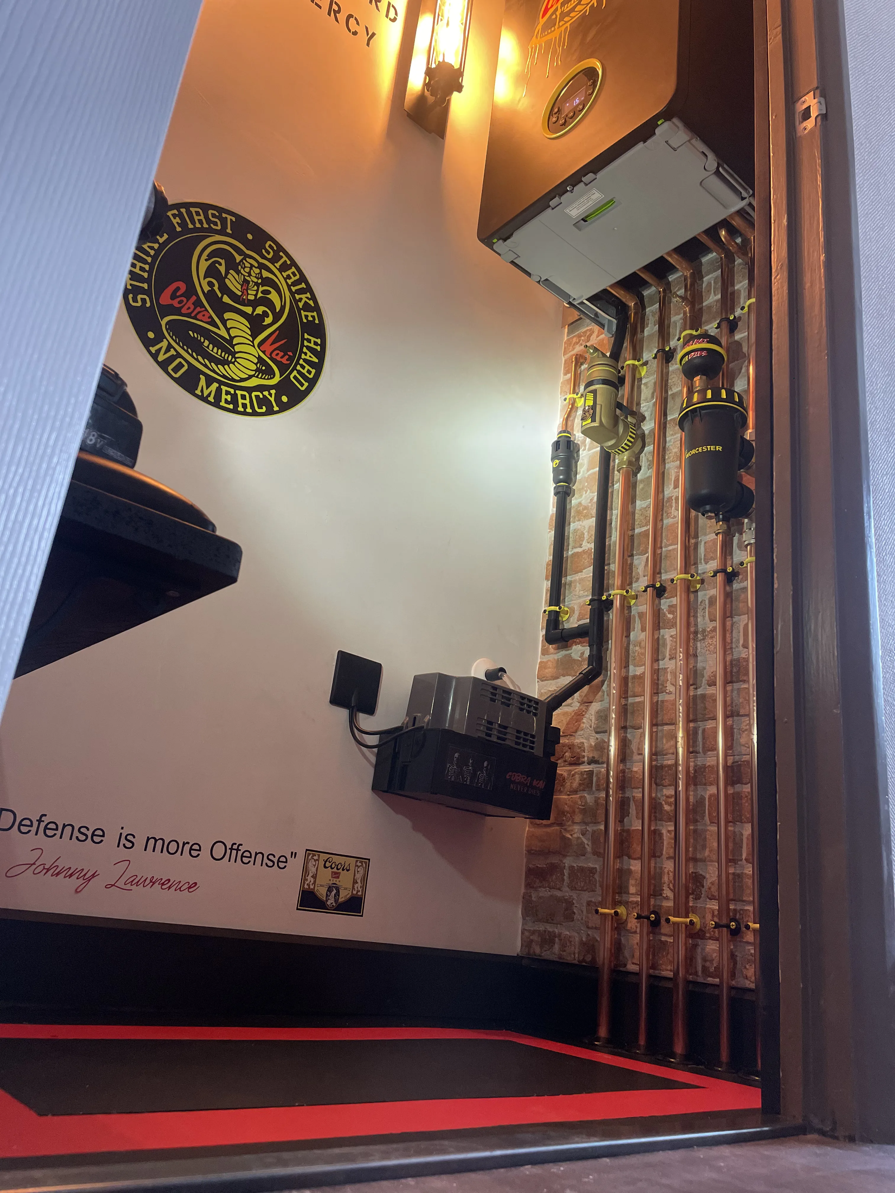 Cobra Kai Dojo themed boiler install by Great Scott Plumbing & Heating